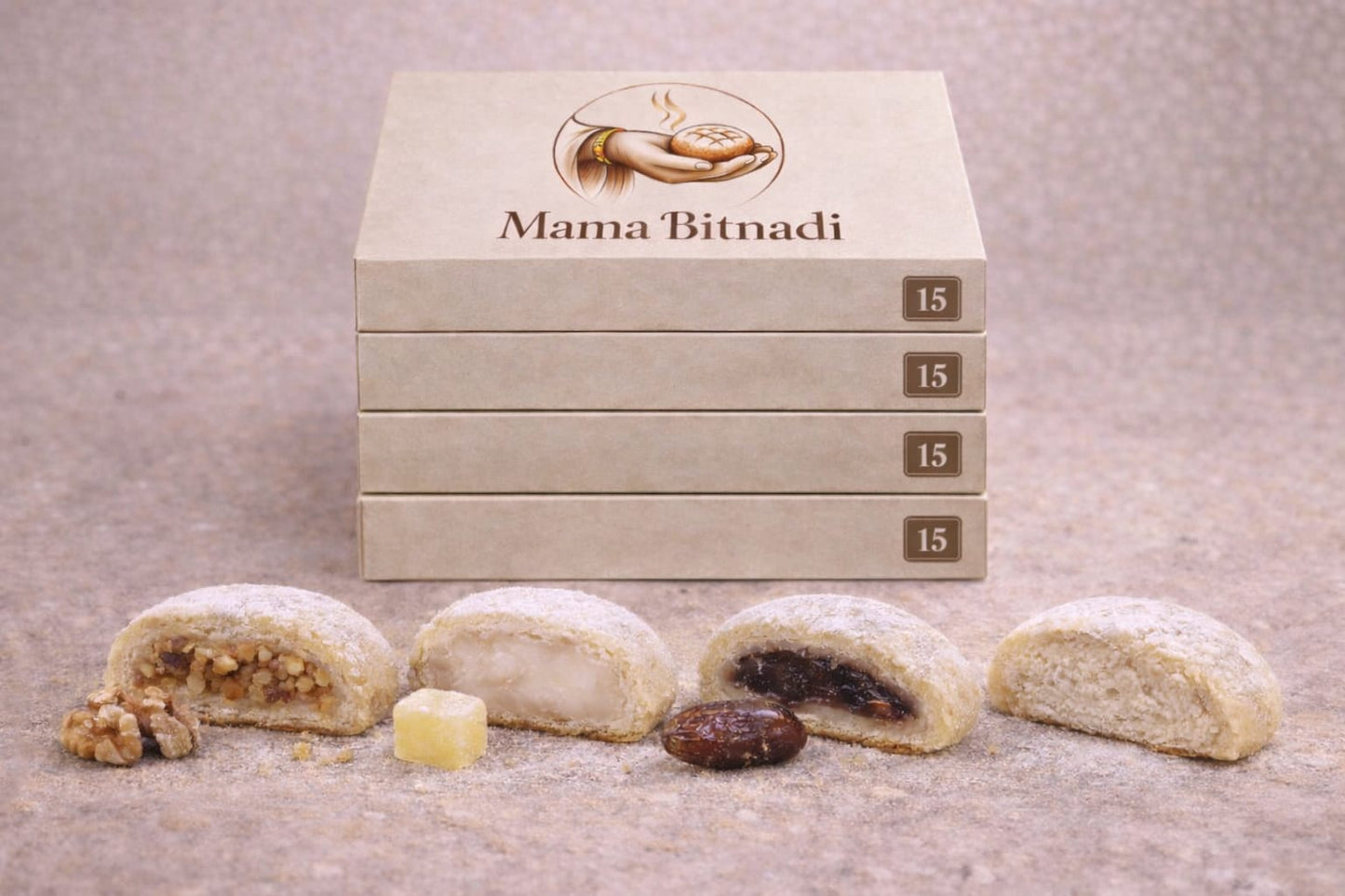 Mama's Small 4 Boxes (4 Flavours Kahk ) - 60 pcs - Family Offer